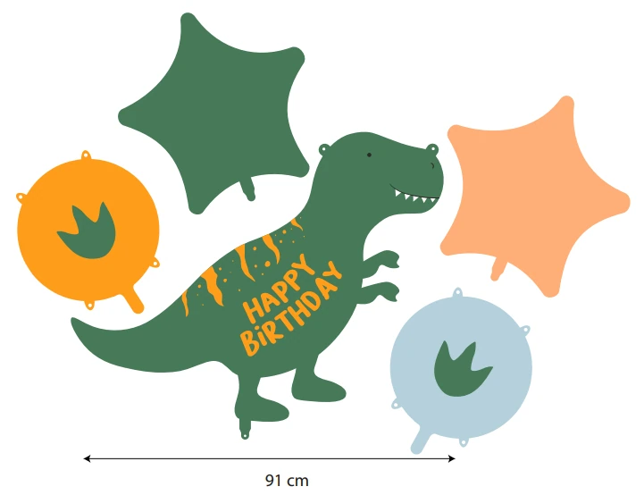 Working artwork for a coordinated dinosaur balloon set.